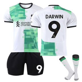 Liverpool Away Jersey DARWIN #9 Soccer Jersey Kids Adult 3-Pieces Jersey Kits