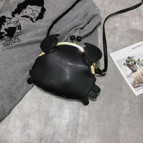 Crab Shape Handbag Novelty Detachable Shoulder Bag Women's Satchel-Black