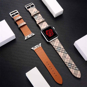 Printing Leather Replacement Wristbands for Apple Watch Series SE/6/5/4/3/2/1-Khaki