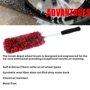 Metal Free Wheel Cleaner Brush Highly Absorbent Tire Brush for Cleaning Tires and Rims-Red