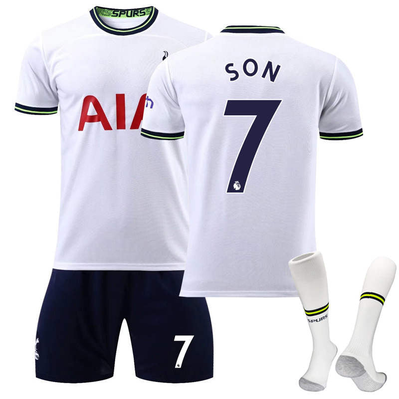 Tottenham Hotspur F.C. Home Jersey 2022-23 SON #7 Soccer Jersey Kids Adult 3-Pieces Jersey Kits