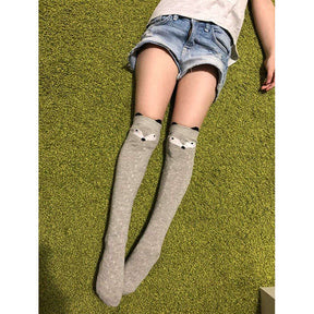 8 Pcs Cartoon Animal Girls Knee High Socks Cotton Mid Calf Long Boot Socks