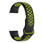 Double Color Porous Breathable Watch Band Silicone Wristband For Fitbit Charge 3 Sport Smartwatch -Black Lime