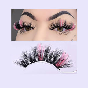 5 Pairs Glitter Mink Lashes Colored False Eyelashes Reusable-SetA
