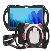 CatB Samsung Tablt Case for Tab A7 10.4  T500/T505/T507/T505N Shockproof Shoulder Strap Handle Stand-Black Red