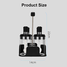 Portable 4-Jar Seasoning Organizer Rack Built-in Spoon Moisture-Proof-SS304 Lid