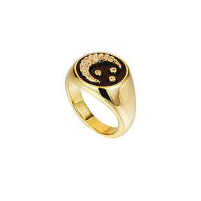 Fashion Moon Round Rings Party Jewelry for Women-Gold