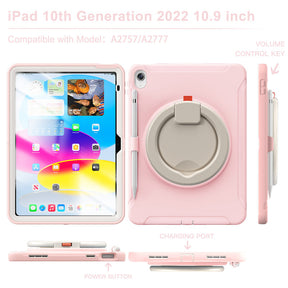 Tablet Case For iPad 10th Full Body Protection with 360¡ã Stand Portable-Pink