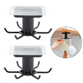 Home & Living2 Pack Under Cabinet Utensil Holder Hanger Hook for Kitchen and Bathroom -Black