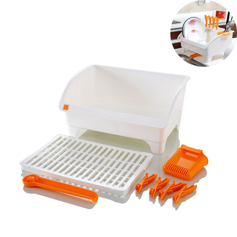 Dish Draining Rack Plastic Kitchen Cutlery Storage Organizer