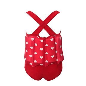 Kids Removable Floatation Swimsuit Baby Float Suit Swim Vest One Piece Swimwear-Red Heart