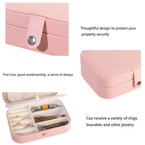 Home & LivingJewelry Box PU Leather Small Portable Travel Case 2 Layers Display Storage Box-Blue