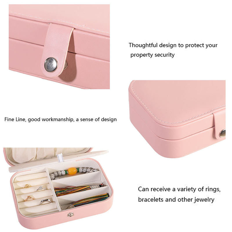 Home & LivingJewelry Box PU Leather Small Portable Travel Case 2 Layers Display Storage Box-Blue