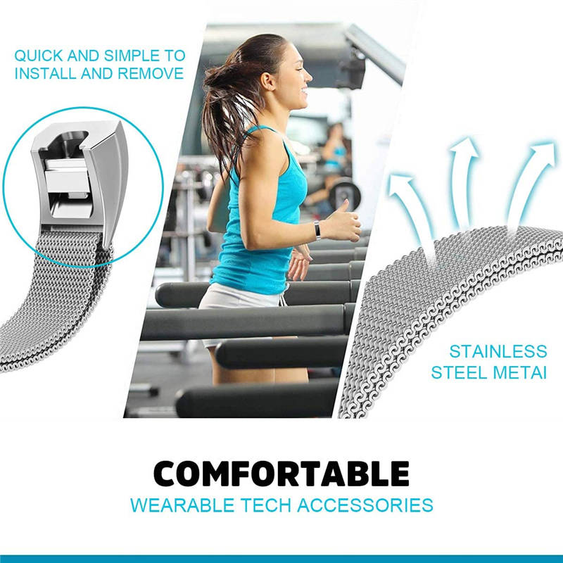 Magnetic Milanese Stainless Steel Strap  For Fitbit Alta/Alta HR Fashion Accessorie-Silver