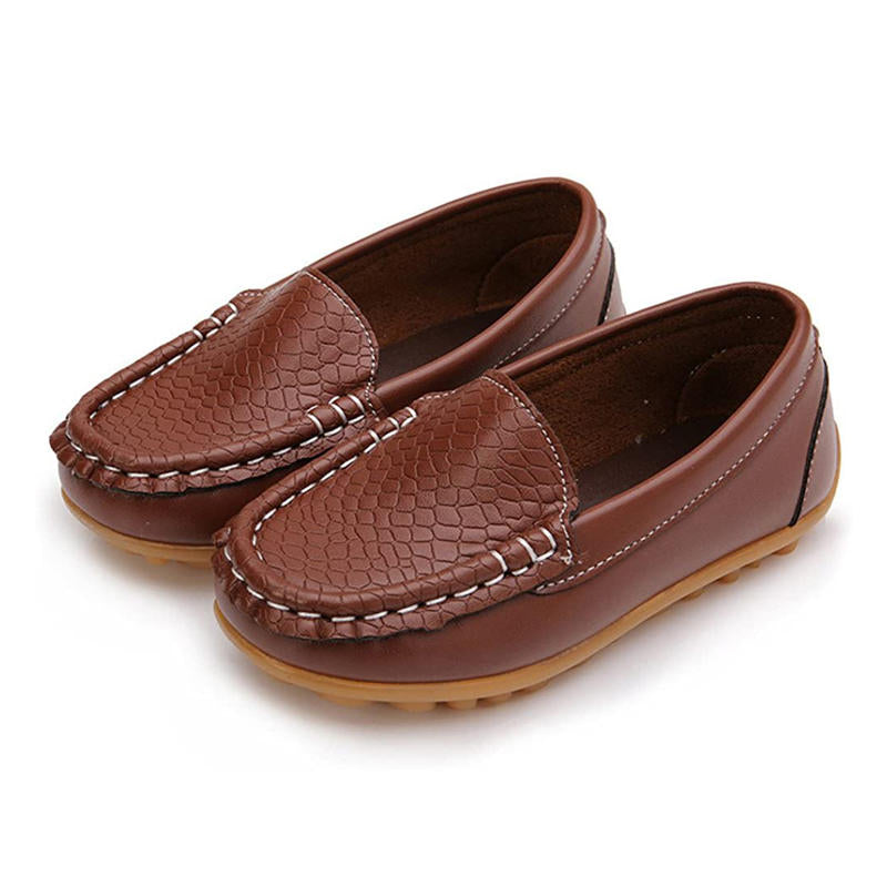 Casual Toddler Flat Shoes Boys Girls Soft Slippery Loafers-Brown
