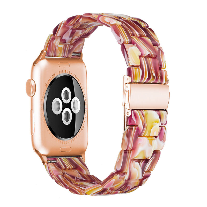 Fashion Resin iWatch Band with Stainless Steel Buckle for iWatch Series SE/6/5/4/3/2/1-FacebookRed