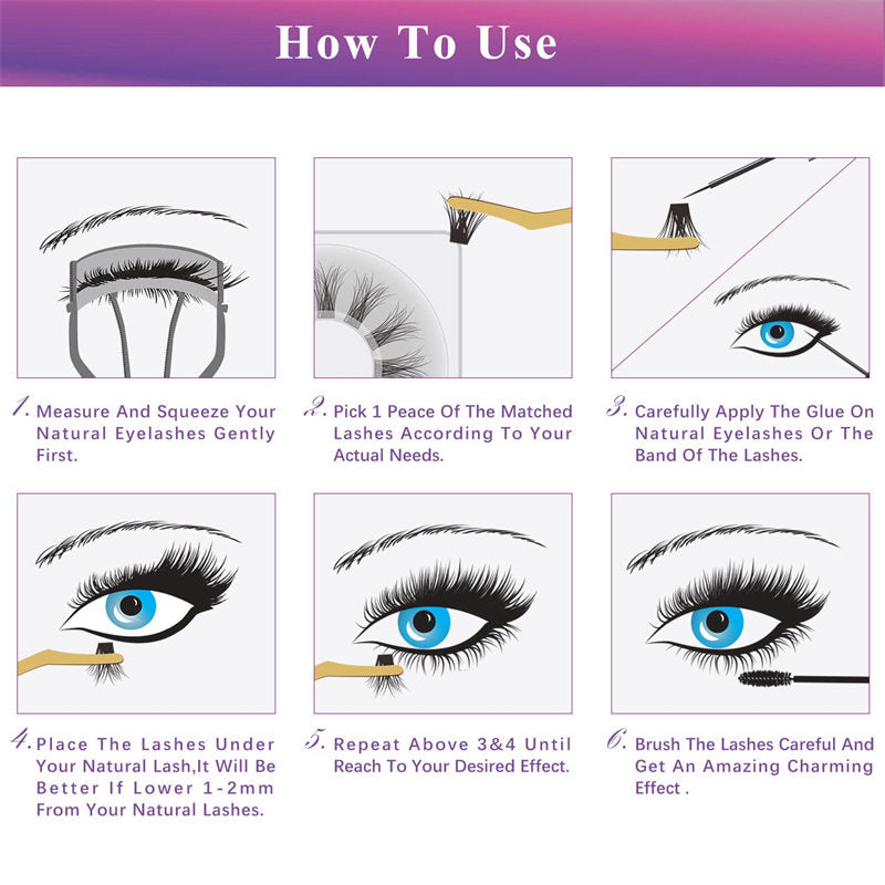 12 Clusters DIY Natural Eyelash Wispy Light 3D Effect Individual Lashes-W04