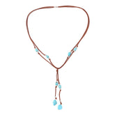 Turquoise Pendant Suede Necklace for Women-5