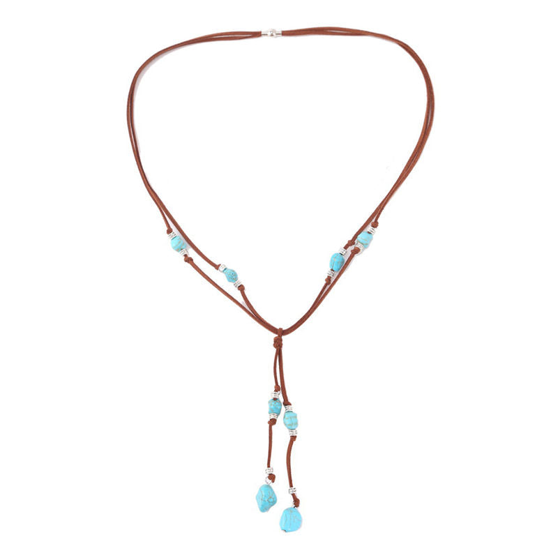 Turquoise Pendant Suede Necklace for Women-5