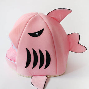 Pet Bed Shark Covered Cave House for Small Pets Puppy Kitten with Water Resistant Bottom-Pink