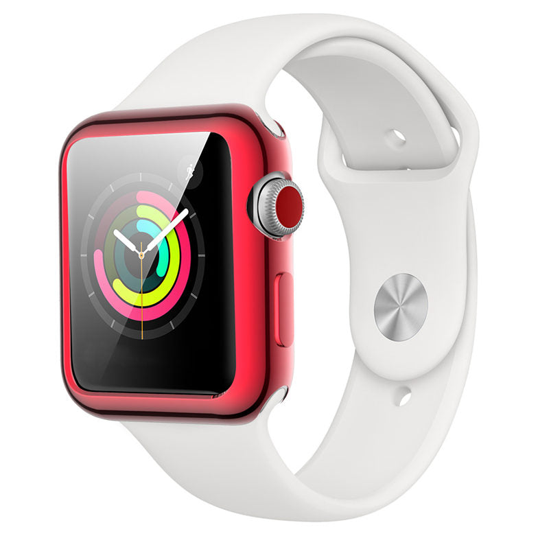 TPU Plated Cover Scratch-Proof Smartwatch Protective Case for iWatch Series SE/6/5/4/3/2/1-Red