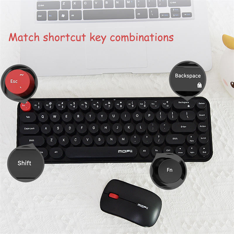 Wireless Keyboard and Mouse Set Combo 2.4G for Laptop Desktop-IDou-Peach Pink