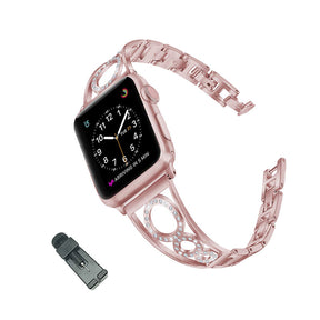 HL Stainless Steel Watch Band Adjustable Wristbands for Apple IWatch Series SE/1/2/3/4/5/6 For Women-Rose Pink