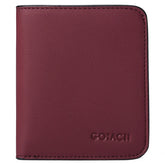 Womens Leather Mini Wallet with ID Card Window Portable Coin Purse-WineRed