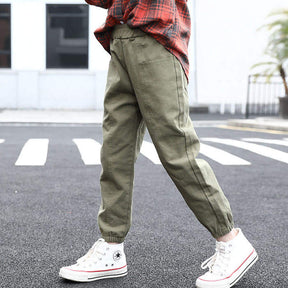 Girls Joggers Long Pants Pockets Outdoor Casual Trousers Big Pocket-ArmyGreen