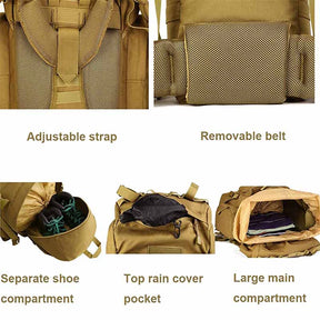 65L Extra Large Camping Waterproof Backpack For Men-DesertCamo