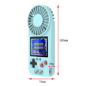 Handheld Game Console with USB Fan Built-in 500 Classic Games for Kids Adult-Blue