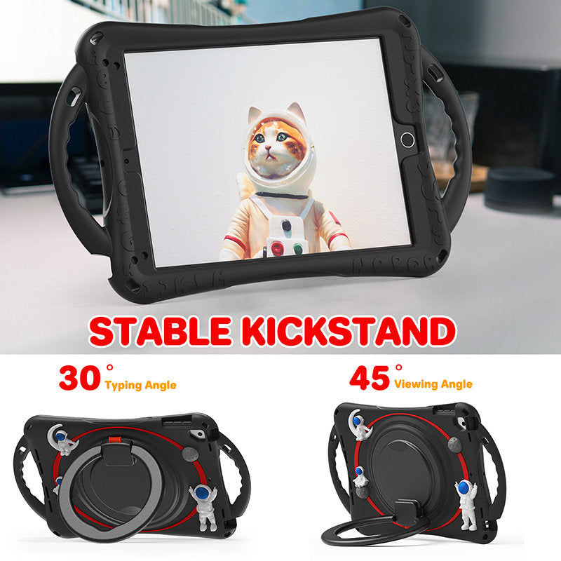 iPad Case Shockproof Case With Handle Stand Shoulder Strap for iPad 9.7 2018/2017/Pro9.7/Air2/Air-Black