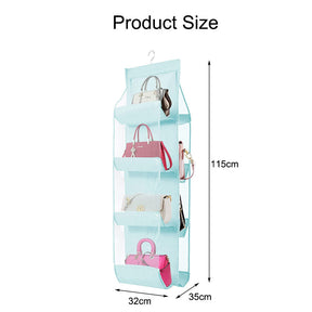 2 Pcs Hanging Purse Organizer 8 Easy Access Pockets for Wardrobe-Blue