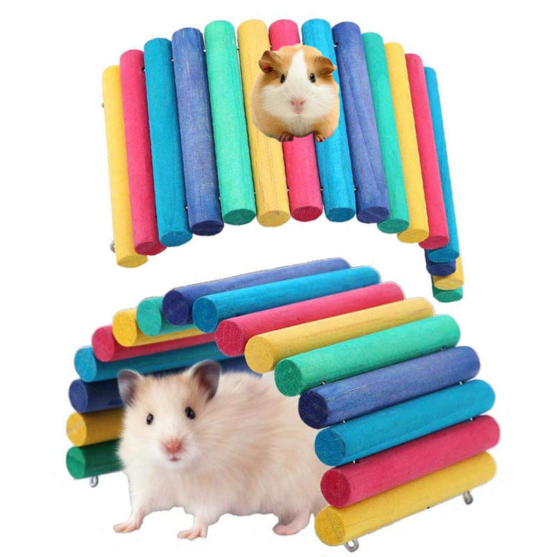 2 Pack Wooden Hamster Ladder Bridge Small Animal Hideout