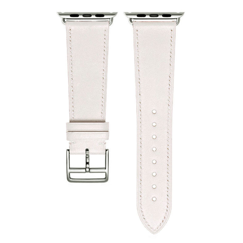 Genuine Leather Replacement Watch Band For iWatch Series SE/6/5/4/3/2/1-White