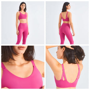 Adjustable Straps Sports Bra High Support Yoga Crop Tank Tops-Pink