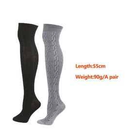 2Packs Women Extra Long High Socks Knit Warmers Thick Tall Long Boot Stockings Leg-BlackGray