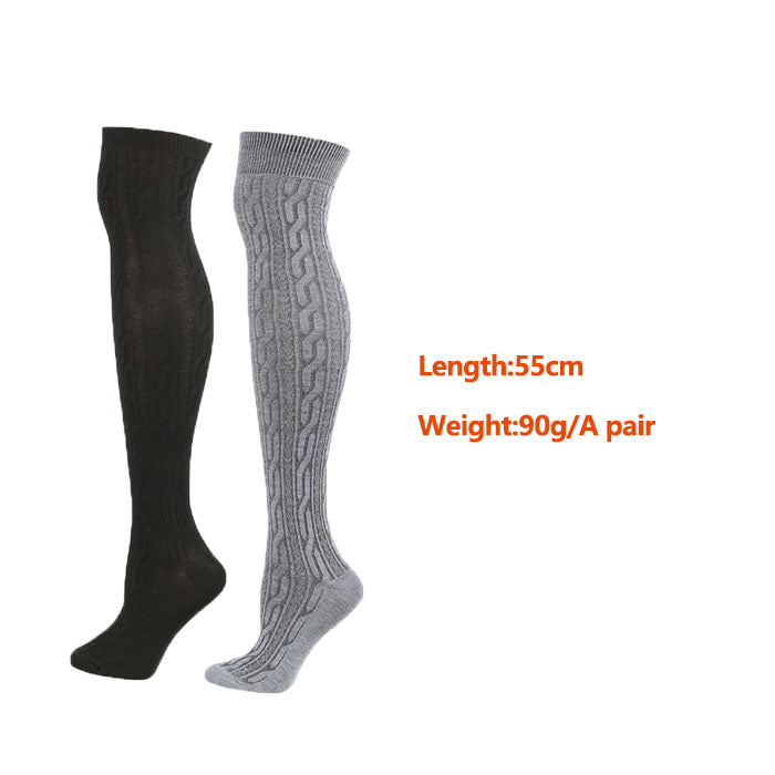2Packs Women Extra Long High Socks Knit Warmers Thick Tall Long Boot Stockings Leg-BlackGray