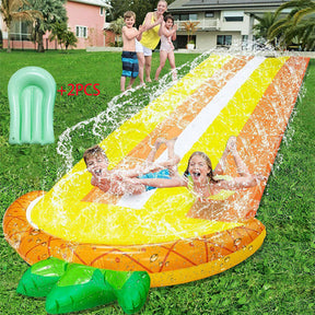 16ft Inflatable Water Splash Lawn Slide with Surfboards for Backyard and Outdoor-Pineapple