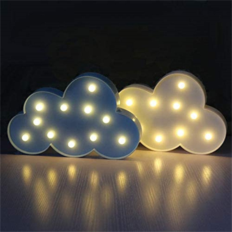 3D Cloud Light Marquee Logo Night Light Battery Powered Party Birthday Decorations -White