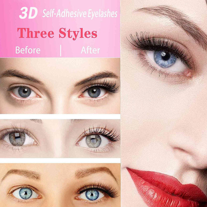 Reusable Self Adhesive Eyelashes 3 Styles No Eyeliner or Glue Needed