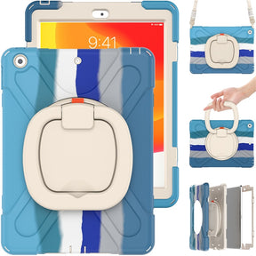 B-OnePiece iPad Case+Neck Strap For iPad Mini 1/2/3/4/5/6-Colorful&Blue