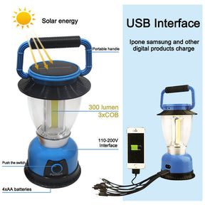 Solar LED Camping Light Dimmable Water-Resistant Lantern for Emergency-Blue