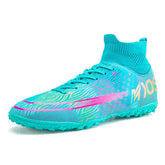 Hightop Soccer Boots Spikes Shoes Unisex Outdoor Indoor Sneaker-2Green