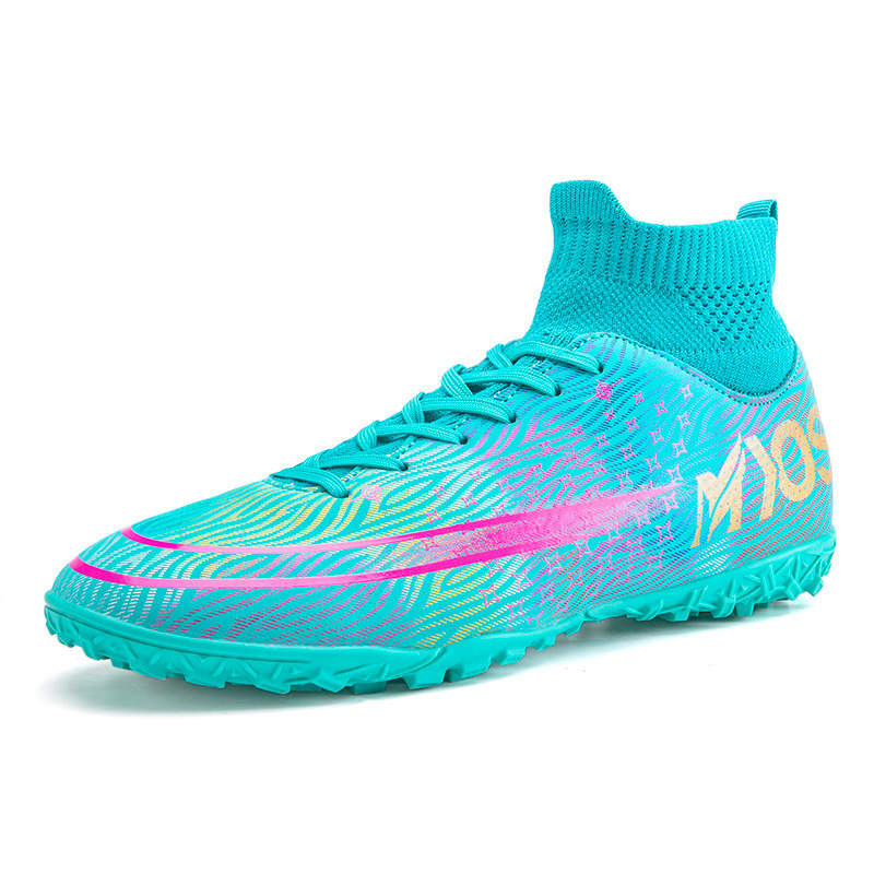 Hightop Soccer Boots Spikes Shoes Unisex Outdoor Indoor Sneaker-2Green