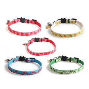 5 Pieces Breakaway Cat Collars with Bell Colorful Summer Fruit Style Adjustable Pet Collar