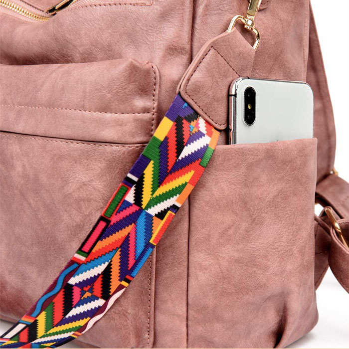 Women's Fashion Purse Backpack Multipurpose Design Backpack PU Leather Travel bag-Pink