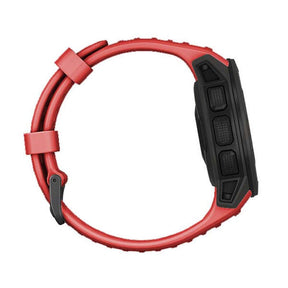 For Garmin Instinct Watchband Soft Silicone Adjustable Replacement Strap 22MM Black Steel Buckle-Red
