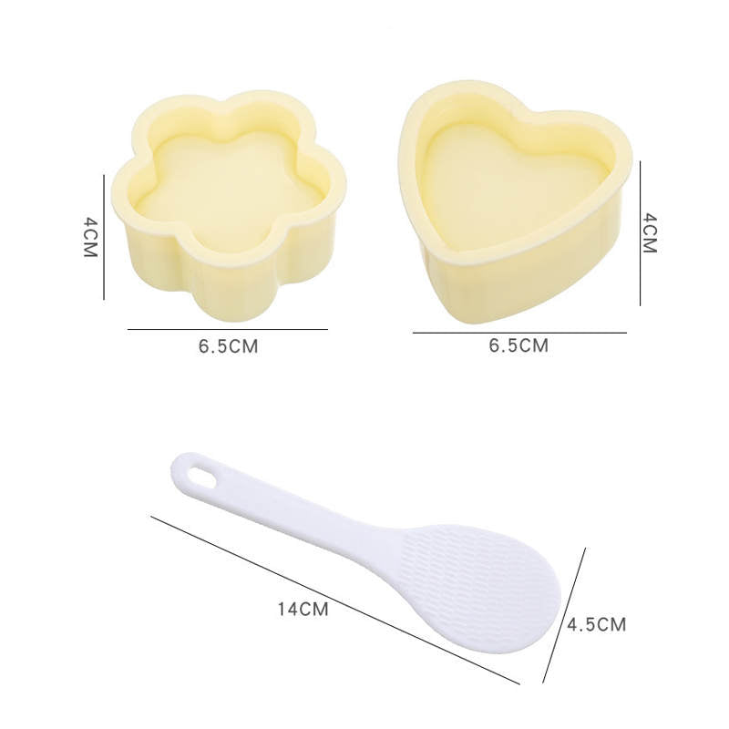 2 Pcs Rice Ball Mold Heart-Shaped Sushi Mold for Bento or Japanese Boxed Meal