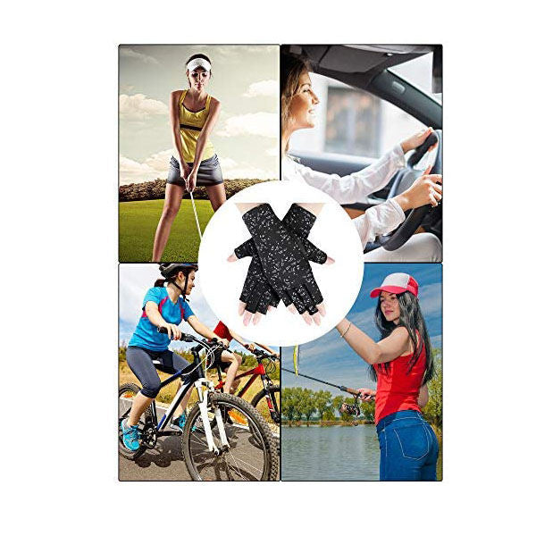 4 Pairs Women Gloves Summer Sunscreen Fingerless Gloves UV Protection Half Finger Gloves-B